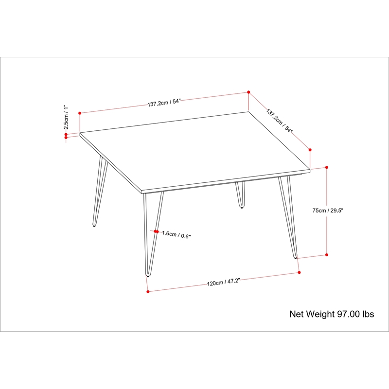 Pemberly Row Square Contemporary Wood/Metal Dining Table in Brown