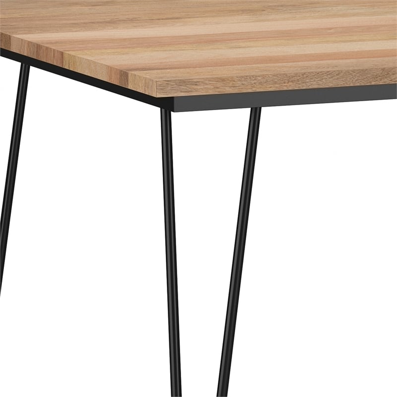 Pemberly Row Square Contemporary Metal/Wood Dining Table in Brown