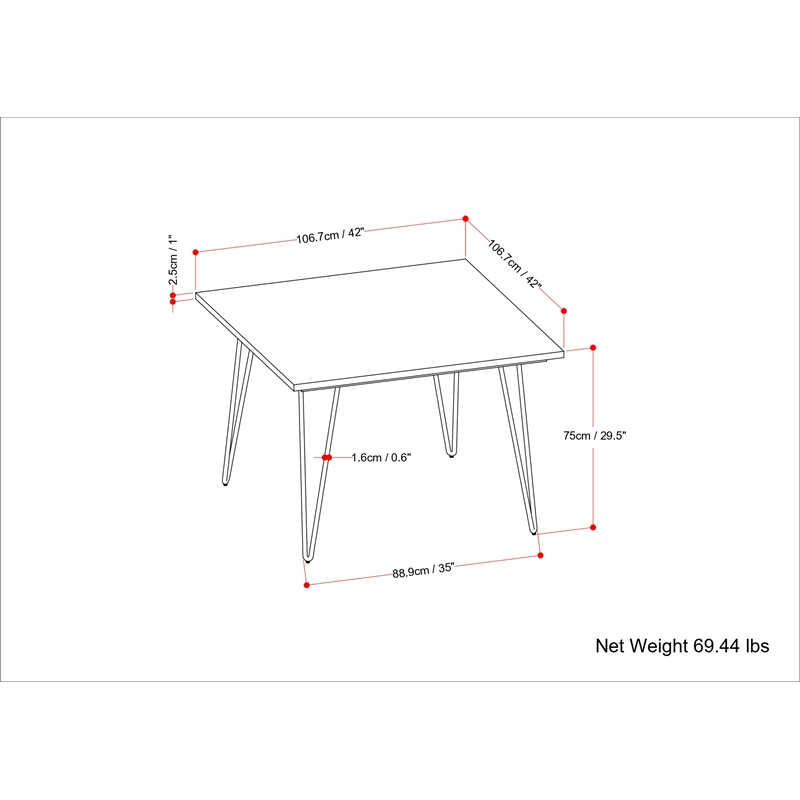 Pemberly Row Square Contemporary Metal/Wood Dining Table in Brown