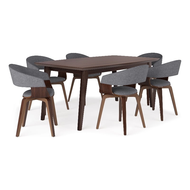 Pemberly Row 7Pc Dining Set w/ 6Bentwood Dining Chairs in Gray & 66