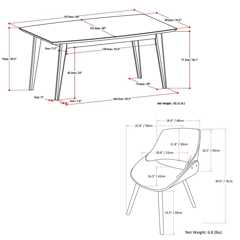 Pemberly Row 7Pc Dining Set w/ 6Bentwood Dining Chairs in Natural & 66