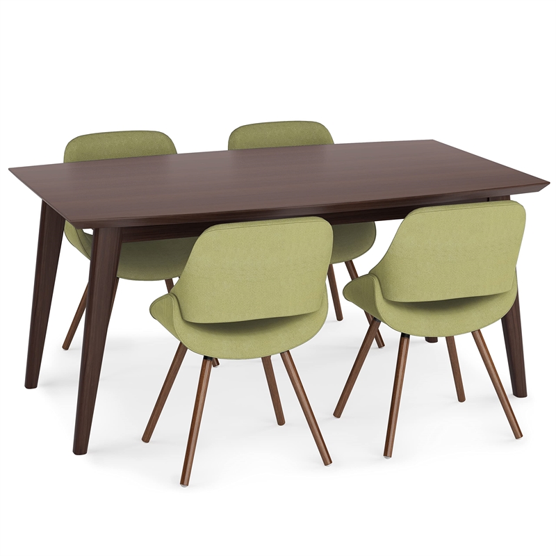 Pemberly Row 5-Piece Wood Dining Set with 4 Dining Chairs in Java Brown/Green