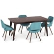 Pemberly Row 5Pc Dining Set w/ Bench 4Bentwood Dining Chair in Blue&66