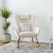 Pemberly Row Rocker Accent Chair with Storage Pockets in Beige
