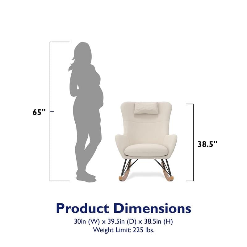 Pemberly Row Rocker Accent Chair with Storage Pockets in Beige