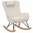 Pemberly Row Rocker Accent Chair with Storage Pockets in Beige