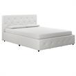 Pemberly Row White Faux Leather Upholstered Queen Bed with Storage