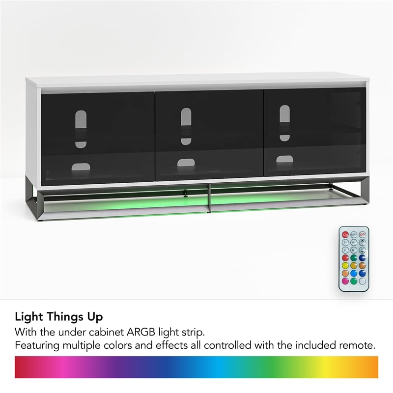 Pemberly Row Media Console with Steel Base for TVs up to 77