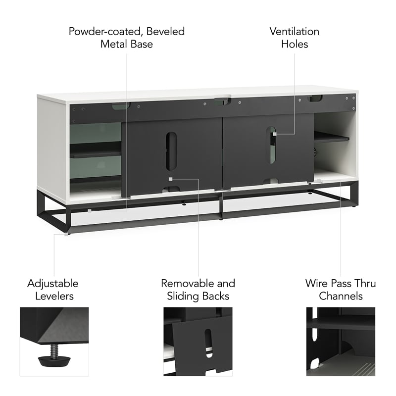 Pemberly Row Media Console with Steel Base for TVs up to 77