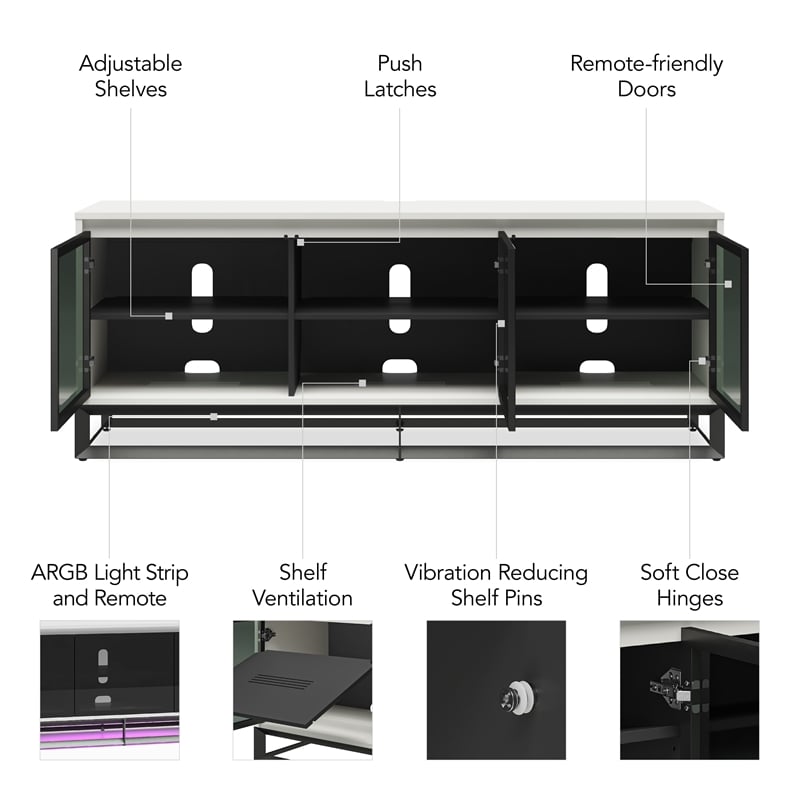 Pemberly Row Media Console with Steel Base for TVs up to 77