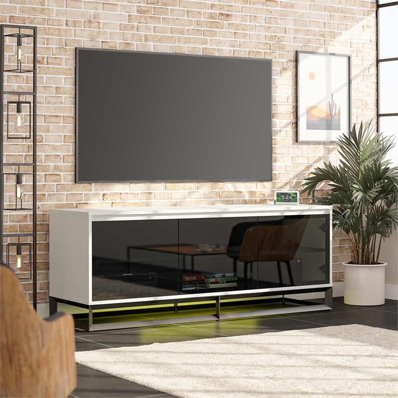 Pemberly Row Media Console with Steel Base for TVs up to 77