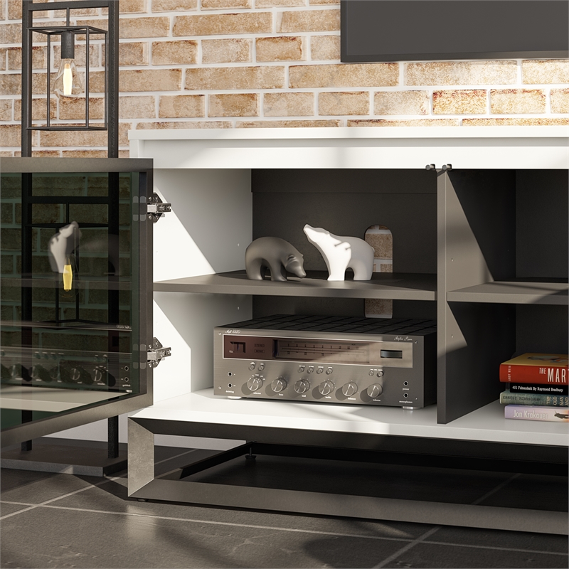 Pemberly Row Media Console with Steel Base for TVs up to 77