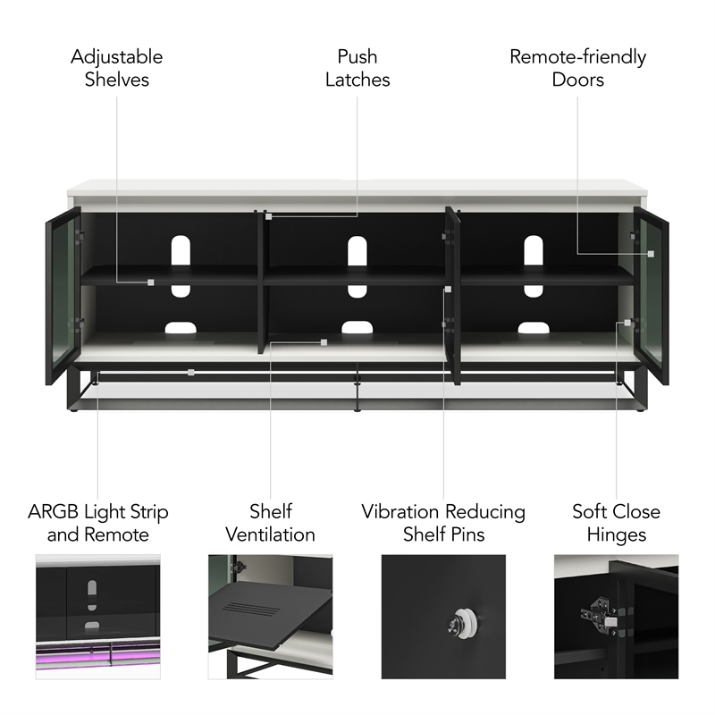 Pemberly Row Media Console with Steel Base for TVs up to 77