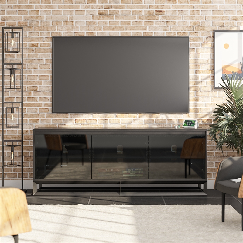 Pemberly Row Media Console with Steel Base for TVs up to 77