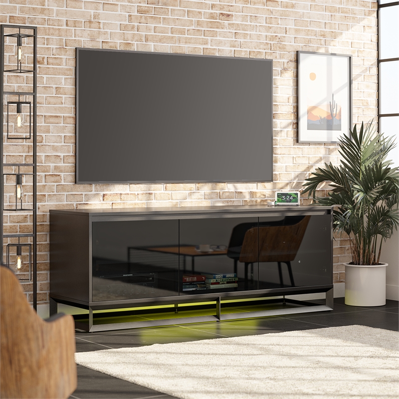 Pemberly Row Media Console with Steel Base for TVs up to 77