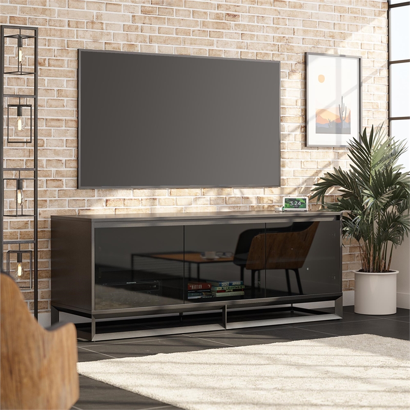 Pemberly Row Media Console with Steel Base for TVs up to 77