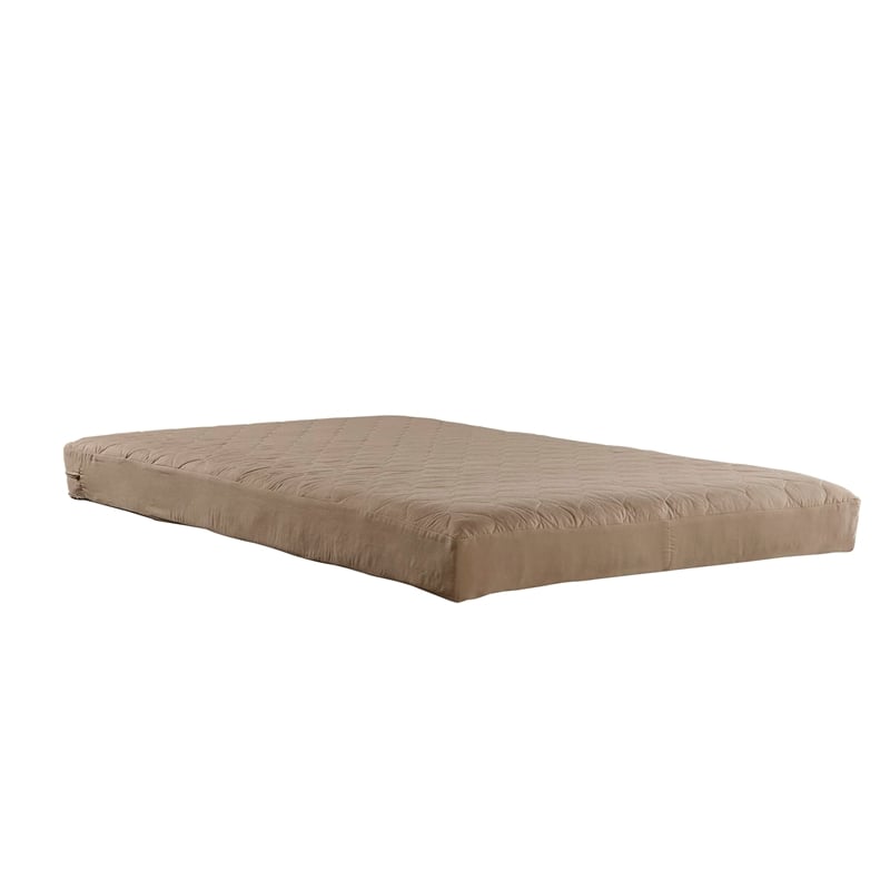 Pemberly Row 6 Inch Quilted Twin Mattress with Removable Cover in Tan