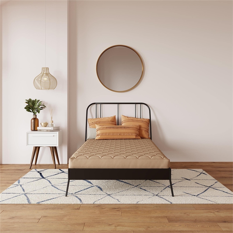 Pemberly Row 6 Inch Quilted Twin Mattress with Removable Cover in Tan