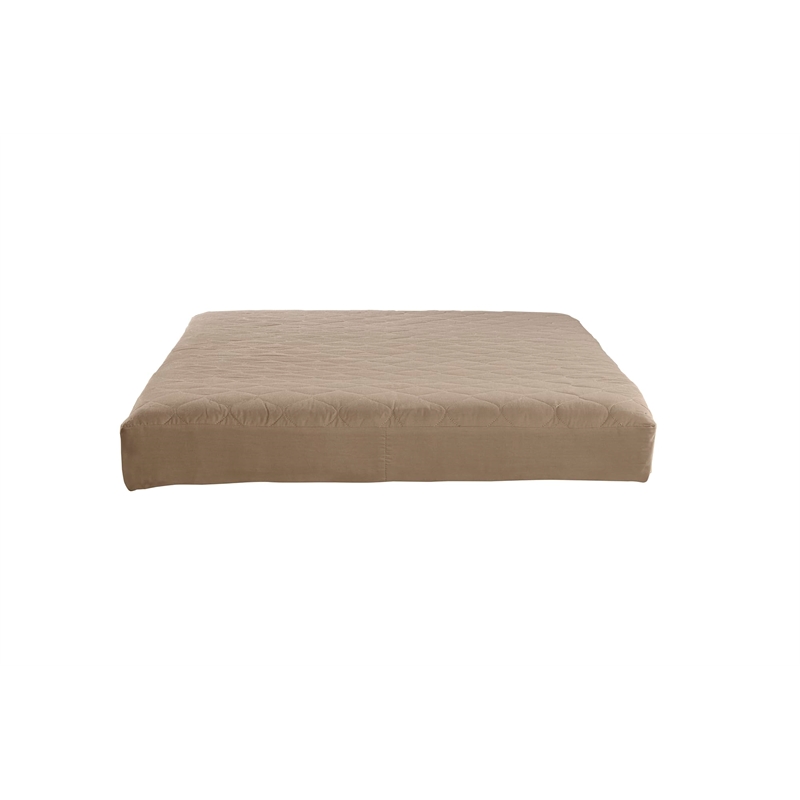Pemberly Row 6 Inch Quilted Twin Mattress with Removable Cover in Tan