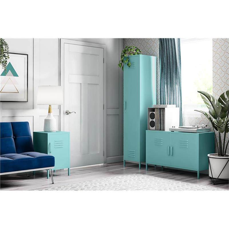 Pemberly Row Modern 2 Door Metal Locker Accent Cabinet in Mint
