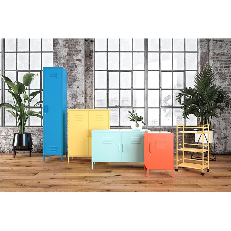 Pemberly Row Modern 2 Door Metal Locker Accent Cabinet in Mint