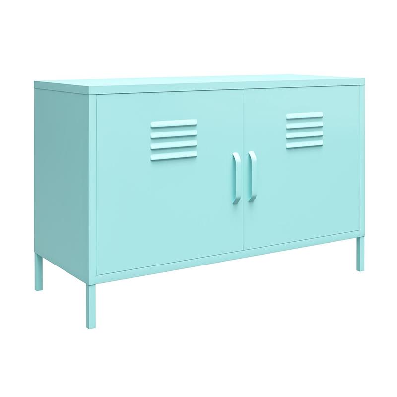 Pemberly Row Modern 2 Door Metal Locker Accent Cabinet in Mint