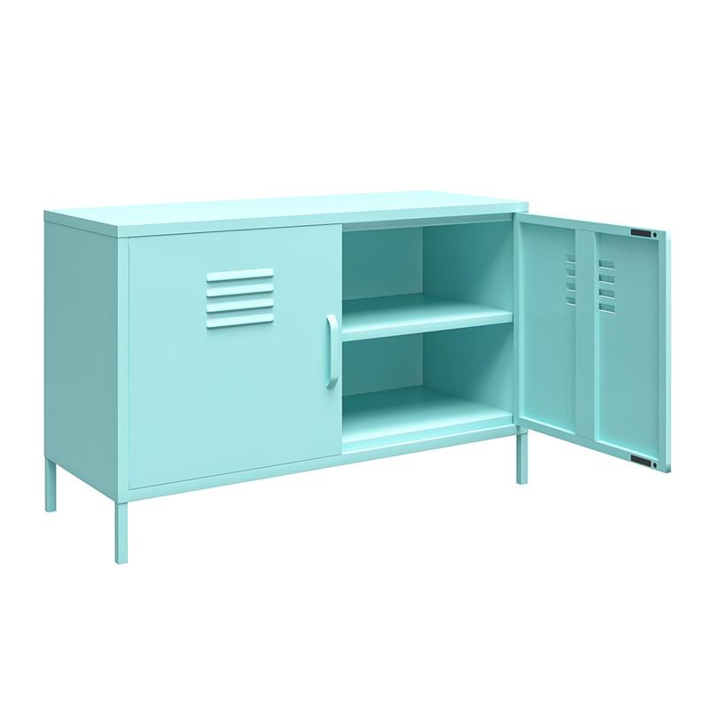 Pemberly Row Modern 2 Door Metal Locker Accent Cabinet in Mint