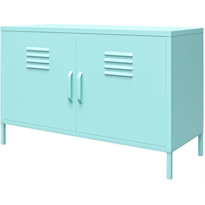 Pemberly Row Modern 2 Door Metal Locker Accent Cabinet in Mint
