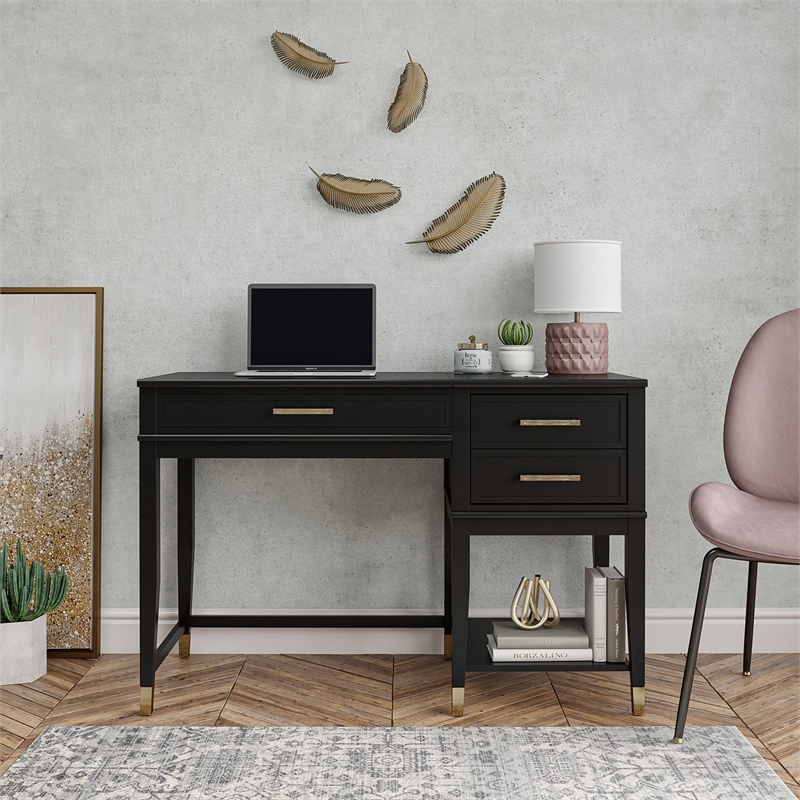 Pemberly Row Modern / Contemporary Lift-Top Computer Desk in Black