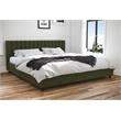 Pemberly Row Modern / Contemporary Upholstered Bed King in Green Linen