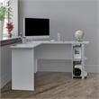 Pemberly Row Modern / Contemporary L Desk with Bookshelves in Dove Gray