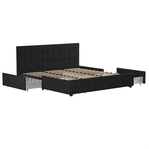 Pemberly Row Modern / Contemporary King Upholstered Bed in Black Velvet