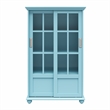 Pemberly Row Modern Bookcase with Sliding Glass Doors in Pale Blue