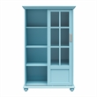 Pemberly Row Modern Bookcase with Sliding Glass Doors in Pale Blue