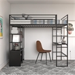 Pemberly Row Modern Metal Storage Twin Loft Bed with Desk in Black