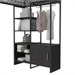 Pemberly Row Modern Metal Storage Twin Loft Bed with Desk in Black