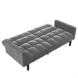 Pemberly Row Convertible Sofa Sleeper Futon in Gray Microfiber