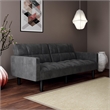 Pemberly Row Convertible Sofa Sleeper Futon in Gray Microfiber