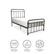 Pemberly Row Metal Platform Bed with Rustic Design and Curved Edge Twin in Black