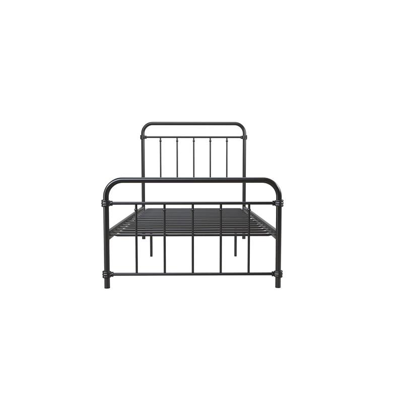 Pemberly Row Metal Platform Bed with Rustic Design and Curved Edge Twin in Black