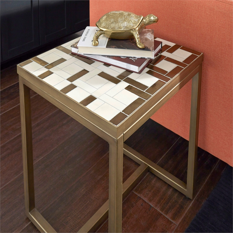Pemberly Row Modern / Contemporary Geometric Metal End Table