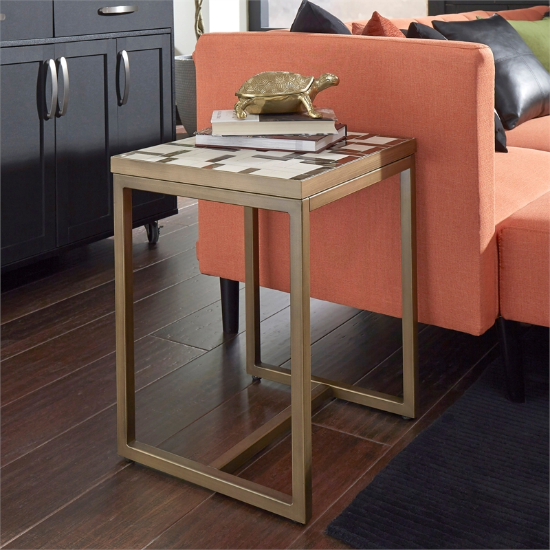 Pemberly Row Modern / Contemporary Geometric Metal End Table