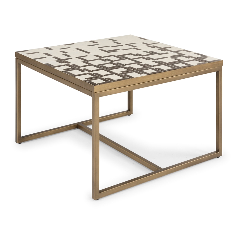Pemberly Row Contemporary Geometric Metal Coffee Table in Espresso Gold