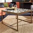 Pemberly Row Contemporary Geometric Metal Coffee Table in Espresso Gold