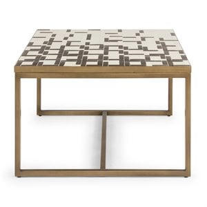 Pemberly Row Contemporary Geometric Metal Coffee Table in Espresso Gold