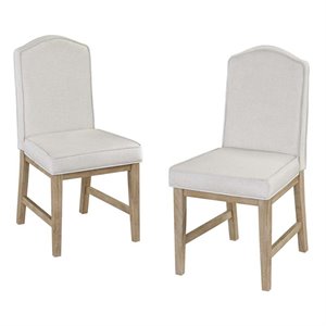 Pemberly Row Contemporary Wood Dining Chair Pair in Off White