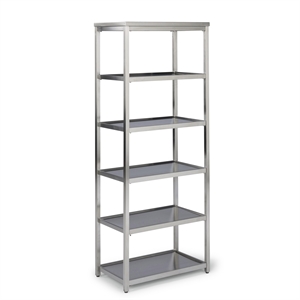 Pemberly Row Contemporary Bold Stainless Steel Six Tier Shelf