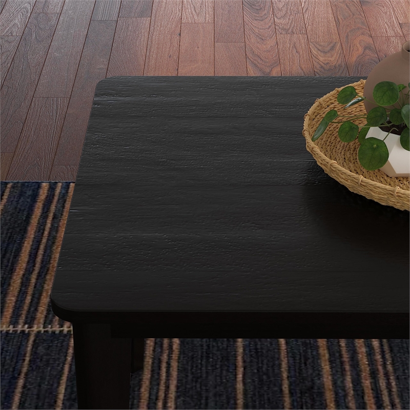 Pemberly Row Rectangle Mid-Century Wood Dining Table in Black