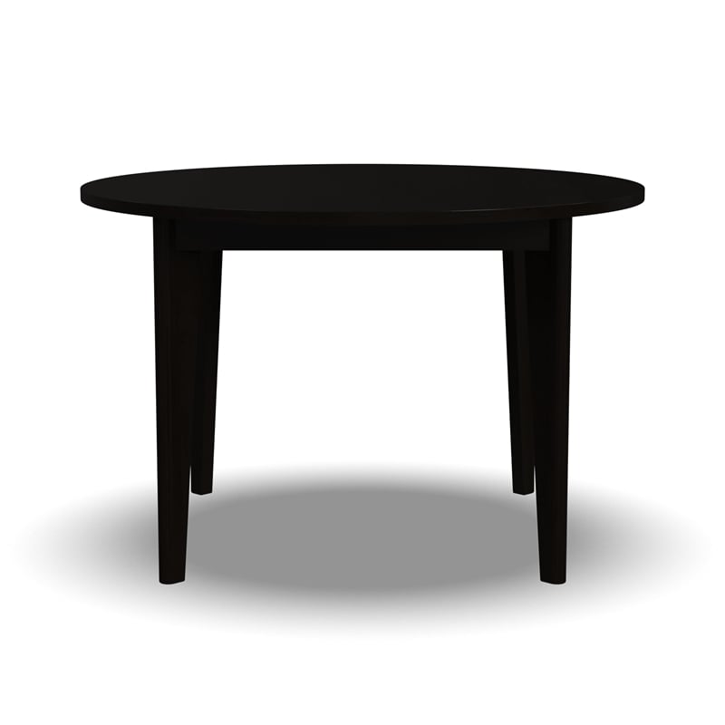 Pemberly Row Round Mid-Century Wood Dining Table in Black Finish