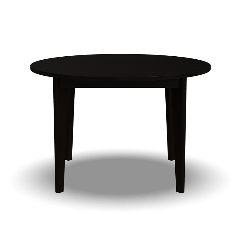 Pemberly Row Round Mid-Century Wood Dining Table in Black Finish